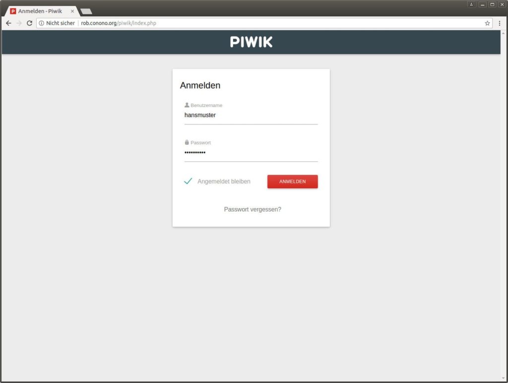 Den Anmeldebildschirm von Piwik findest du unter https://www.example.com/piwik/ – wobei www.example.com durch deine Domain ersetzt werden muss
