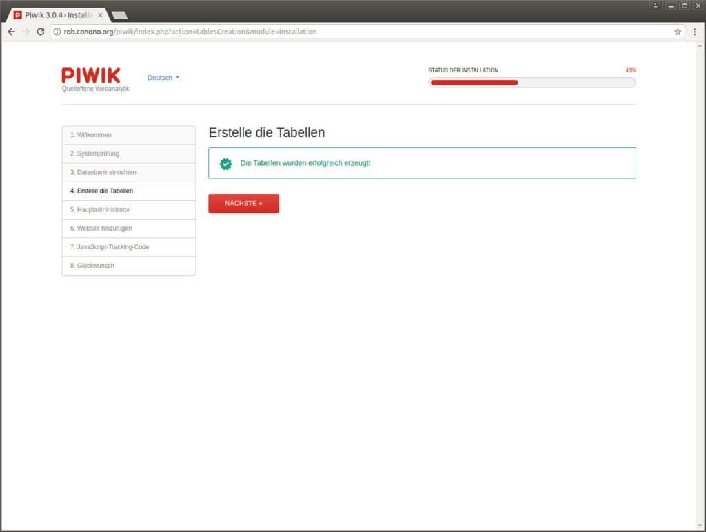 Tabellen anlegen – Das übernimmt Piwik automatisch