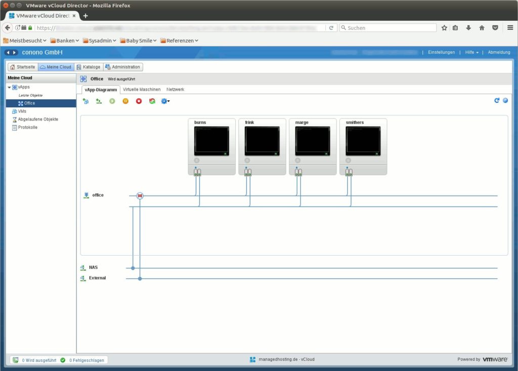 VMware vCloud Director: Übersicht von VMs und Netzen in einer vApp